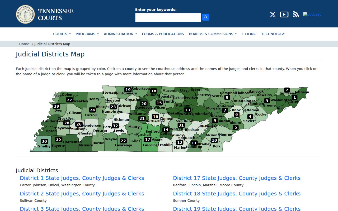 Third Judicial District map for Greene County criminal court cases