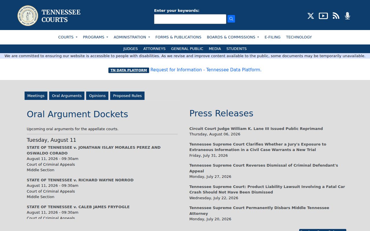 Tennessee judiciary resources for Greene County criminal court cases