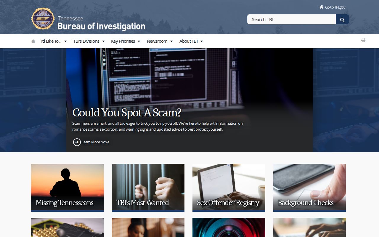 Greene County criminal history Tennessee Bureau of Investigation page
